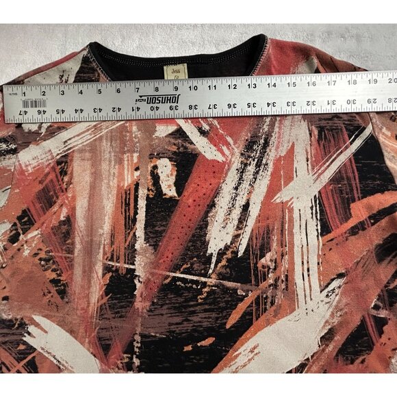 Jess & Jane Womens 1X Fall Brushes Top Abstract Print 100% Cotton Made In USA - Picture 5 of 7